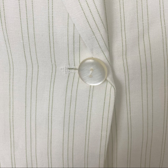 EVAN-PICONE Linen Blend Green Cream Stripe Blazer 1-button Closure 12 - Picture 5 of 11